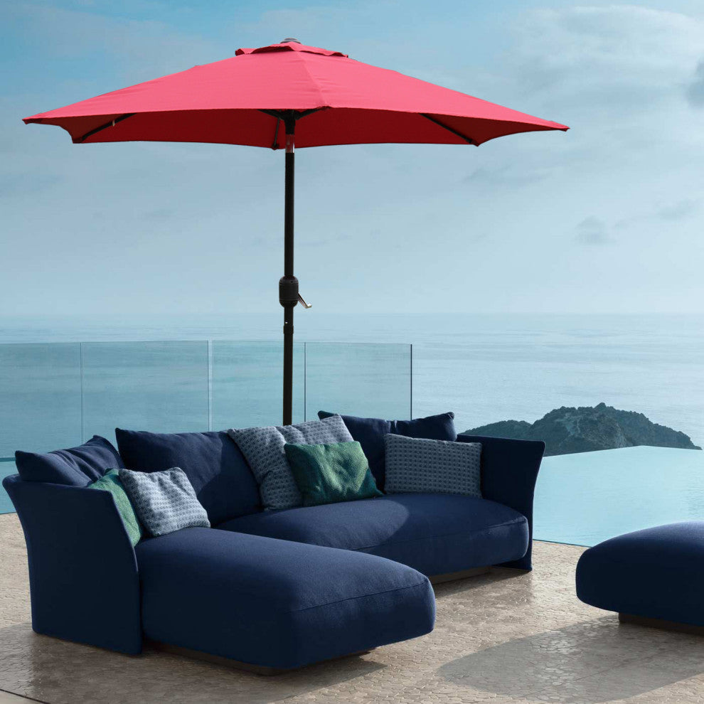 Davee Furniture 7.5 Ft Orange Market/Patio Umbrella with Tilt and Crank, Red