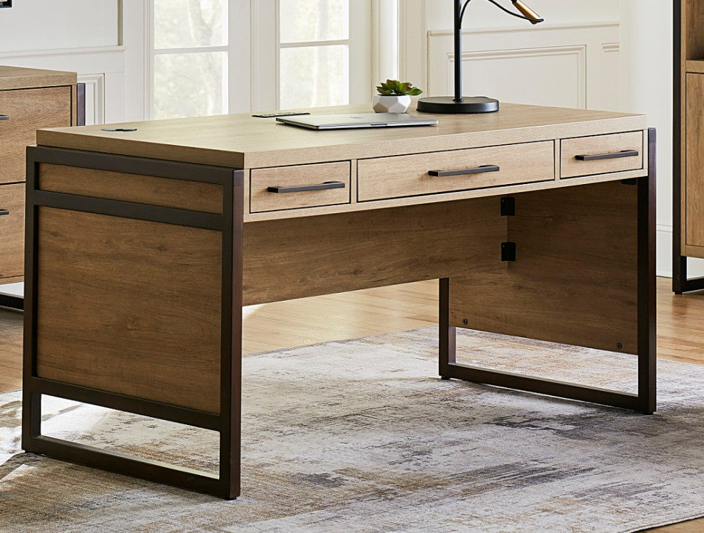 Modern Wood Laminate Office Desk, Writing Table, Light Brown