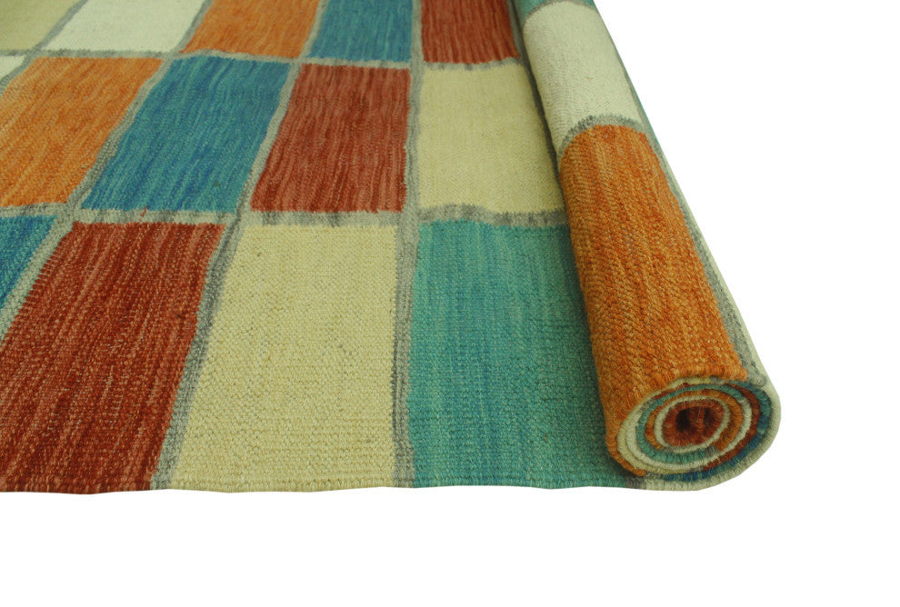 Winchester Kilim Erma Turquoise/Rust Runner, 2'9x15'11