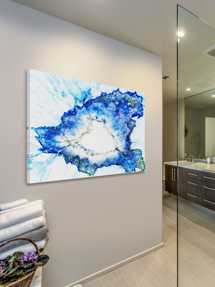"Blue Splash" Painting Print, Wrapped Canvas, 30"x20"