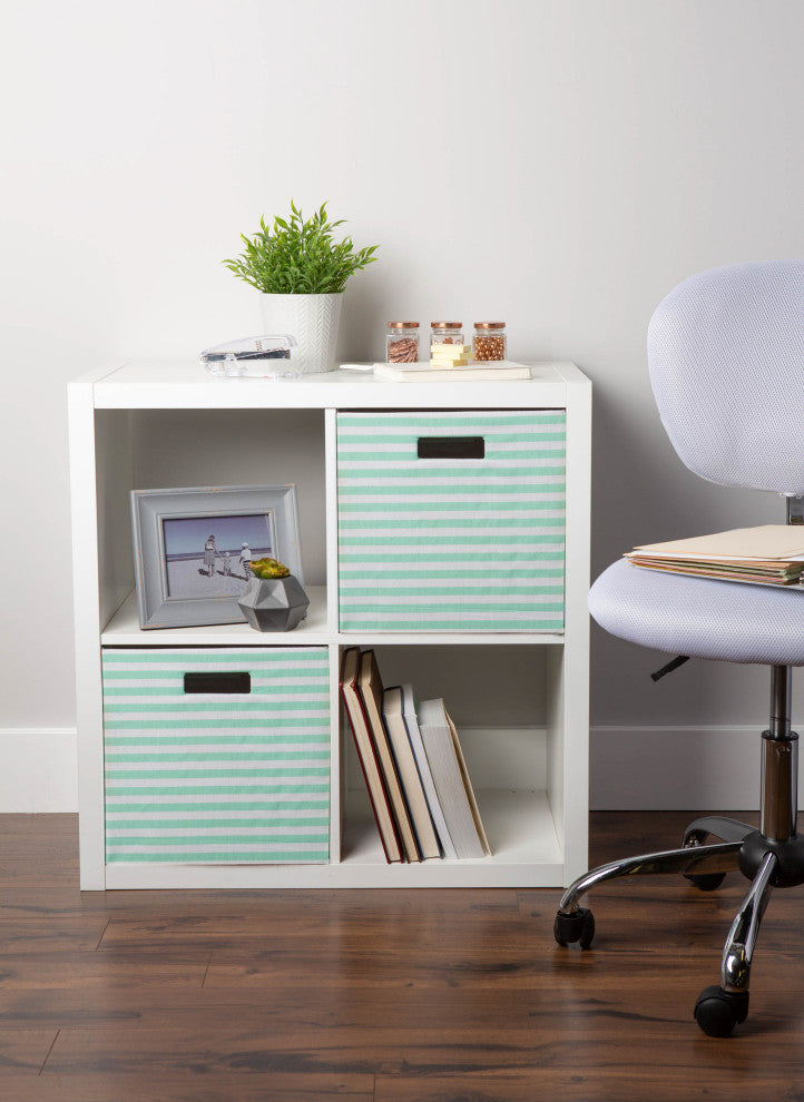 Polyester Cube Pinstripe Aqua Square 13"x13"x13"