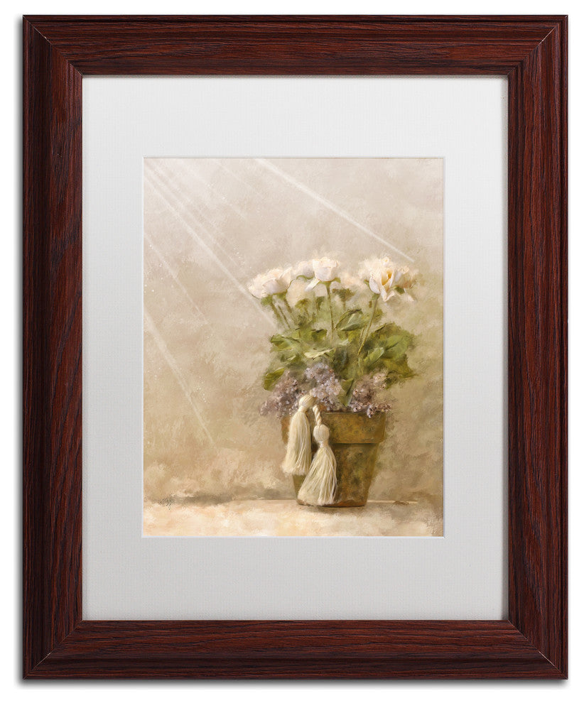 Lois Bryan 'White Roses in the Light' Art, Wood Frame, White Matte, 11"x14"