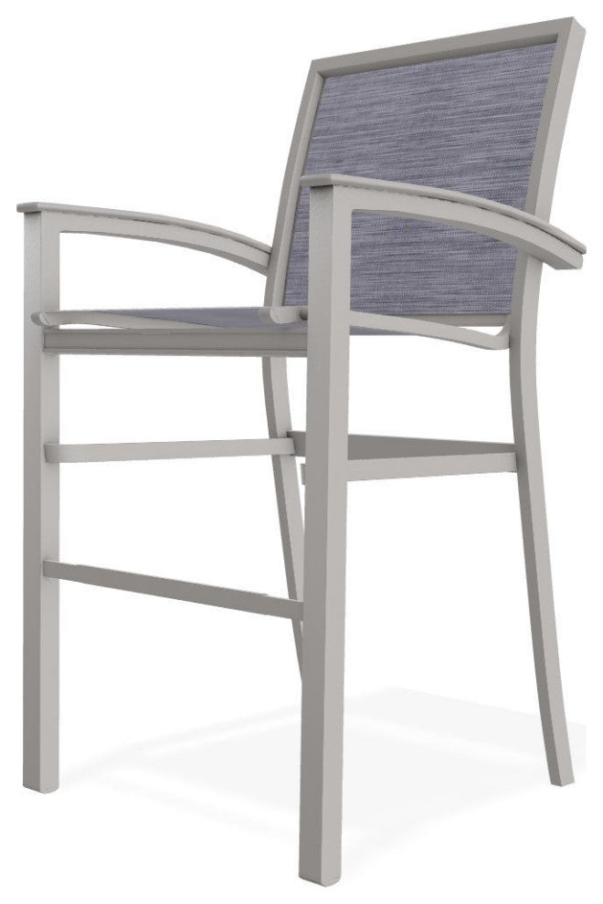 Bazza Sling Bar Height Stackable Outdoor Stool, Brooks/Warm Gray