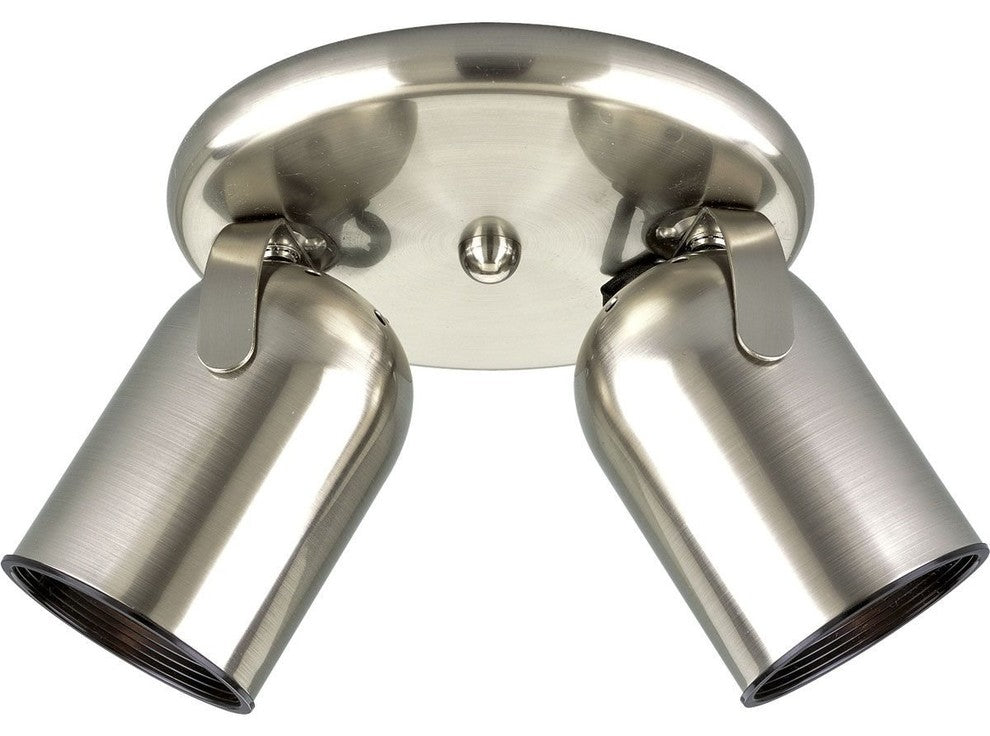 2-Light Multi Directional Roundback Wall/Ceiling Fixture, Brushed Nickel