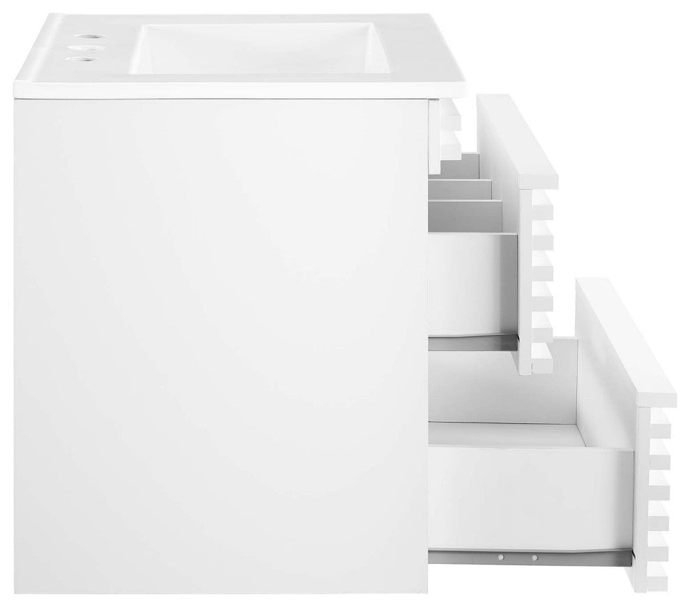 Render 24" Wall-Mount Bathroom Vanity, White White