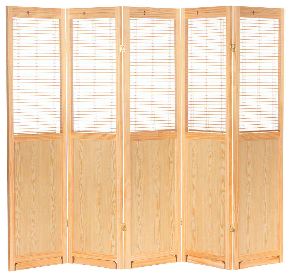 6'' Tall Adjustable Shutter Room, Natural, 5 Panel