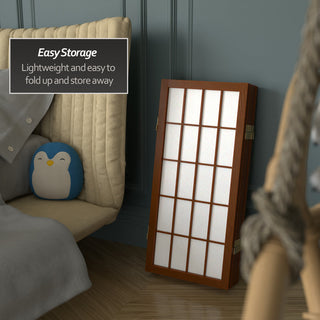 2' Tall Desktop Window Pane Shoji Screen, Walnut, 5 Panels