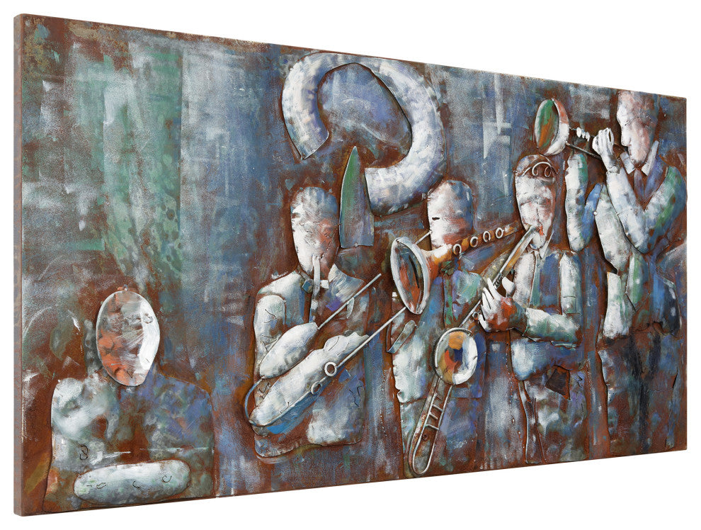 "Jazz Band" Primo Mixed Media Hand Painted Iron Wall Sculpture