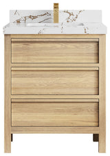 Elizabeth Oak 30" Single Sink Vanity, White 2" Viola Brown