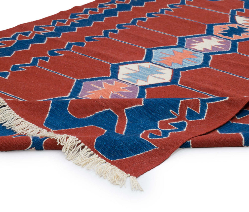 New Handwoven Turkish Kilim Rug 6' x 7' 10", 72 in. x 94 in.
