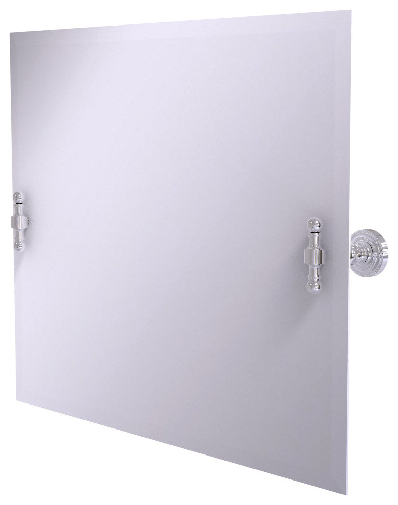 Frameless Landscape Beveled Edge Tilt Mirror, Polished Chrome