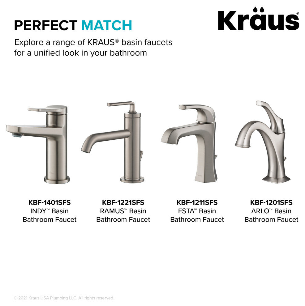KRAUS PU-11SFS Pop-Up Drain for Bathroom Sink with Overflow in Stainless Steel