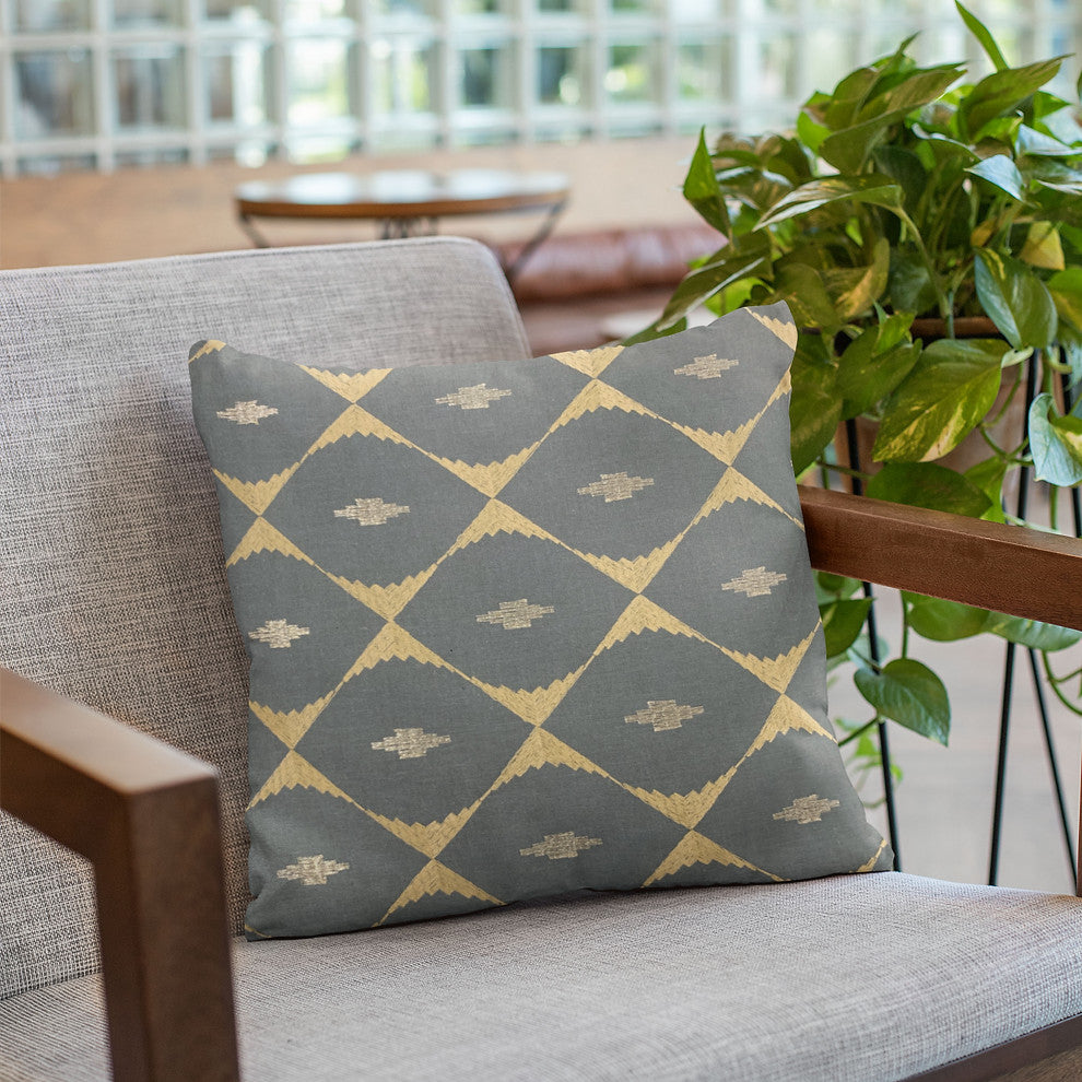 Plutus Blue Cube Diamond Luxury Throw Pillow, 24"x24"