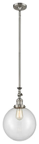 X-Large Beacon 1-Light Mini Pendant, Brushed Satin Nickel, Clear