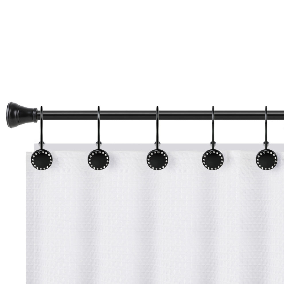 Utopia Alley Shower Hooks - Double Shower Curtain Rings for Bathroom, Set of 12, Black