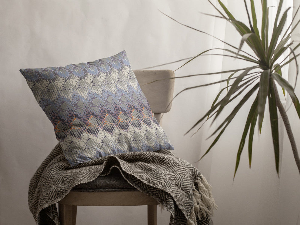 20 Blue Gray Hatch Decorative Suede Throw Pillow