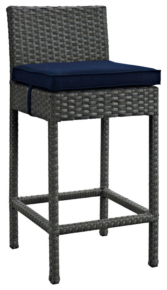 Canvas Navy Sojourn Outdoor Patio Sunbrella Bar Stool