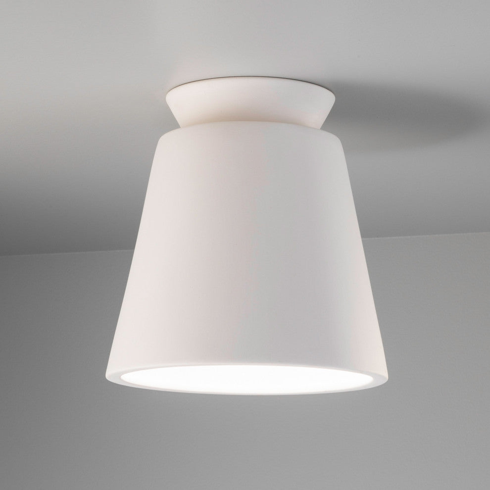 Radiance Outdoor Trapezoid Ceramic Flush-Mount, Bisque, E26