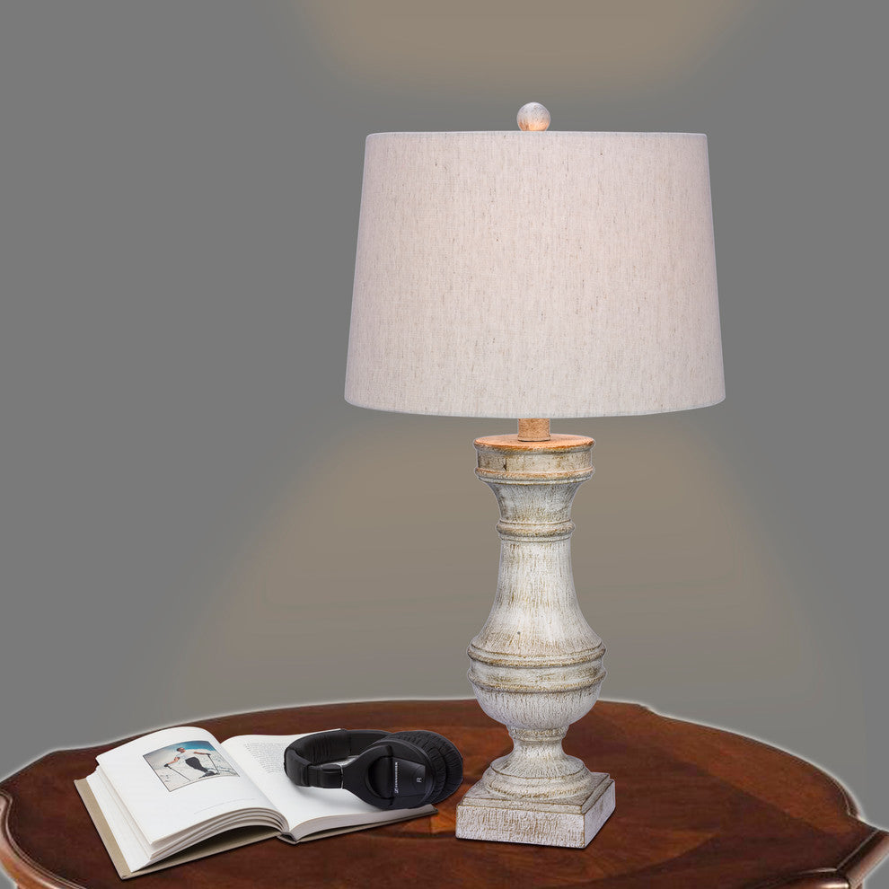 29" Resin Table Lamp, White