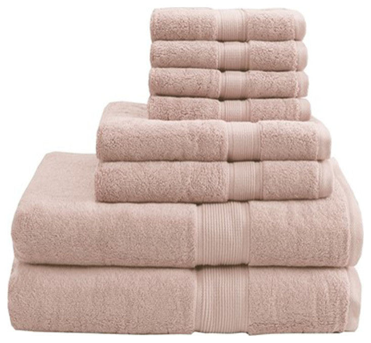 Madison Park Signature 800GSM Antibacterial 8-Piece Bathroom Towel Set, Pink