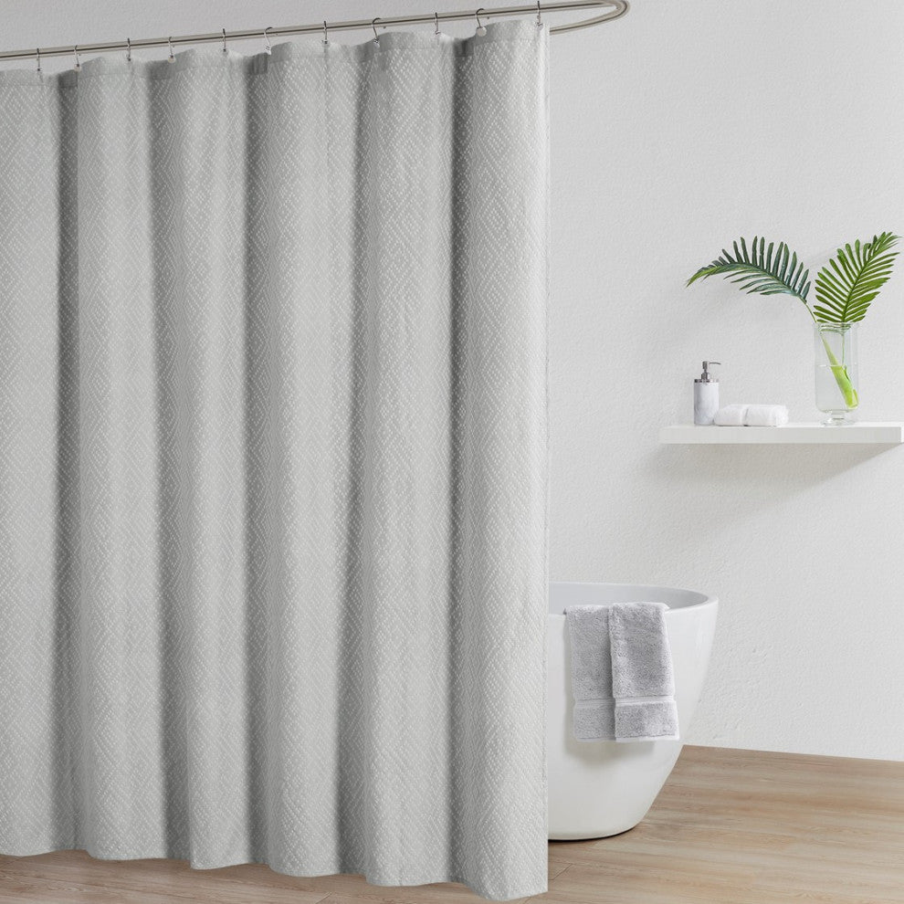 Croscill Calistoga Textured Cotton Matelasse Shower Curtain, Gray