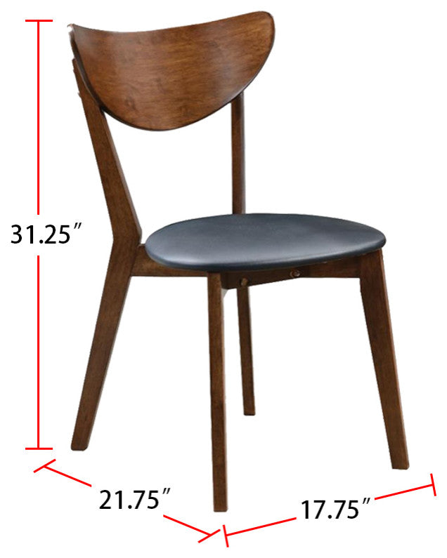 Set of 2 Dining Chairs, Walnut and Black
