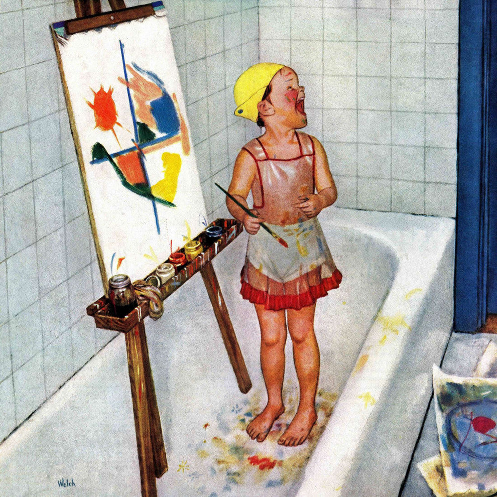 "Artist in the Bathtub" Painting Print on Canvas by Jack Welch