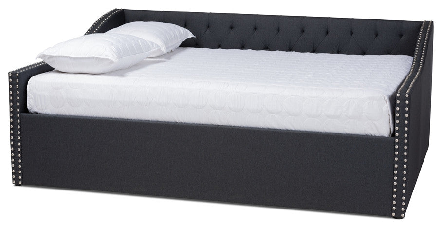 Modern Dark Grey Fabric Upholstered Queen Size Daybed