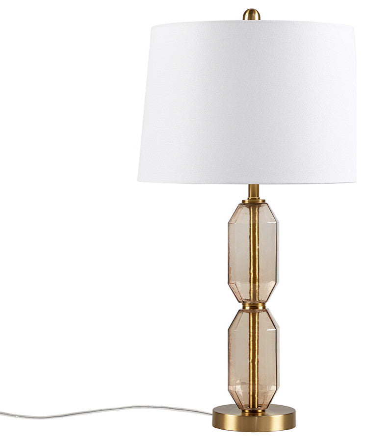 510 Design Zirconia Faceted Green Glass Table Lamp, Nightstand Light, Brown