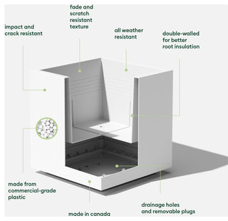 Veradek Block Series Cube Planter, White, Medium