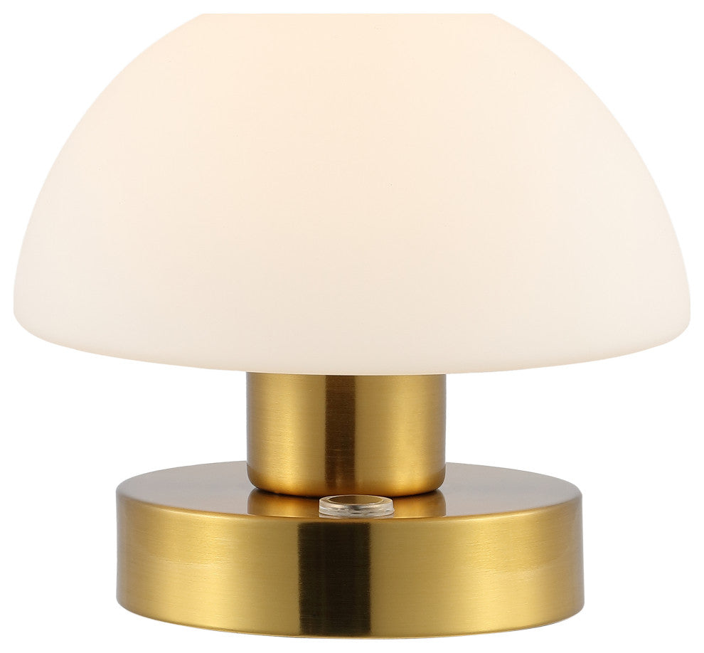 Zoe 5.75" Bohemian Farmhouse Iron Rechargeable Integrated LED Table Lamp, Gold