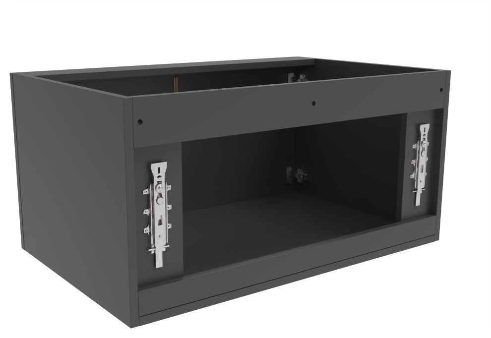 CastelloUSA Alpine 30" Wall Mounted Vanity, Base Only, Black, Gold Handles