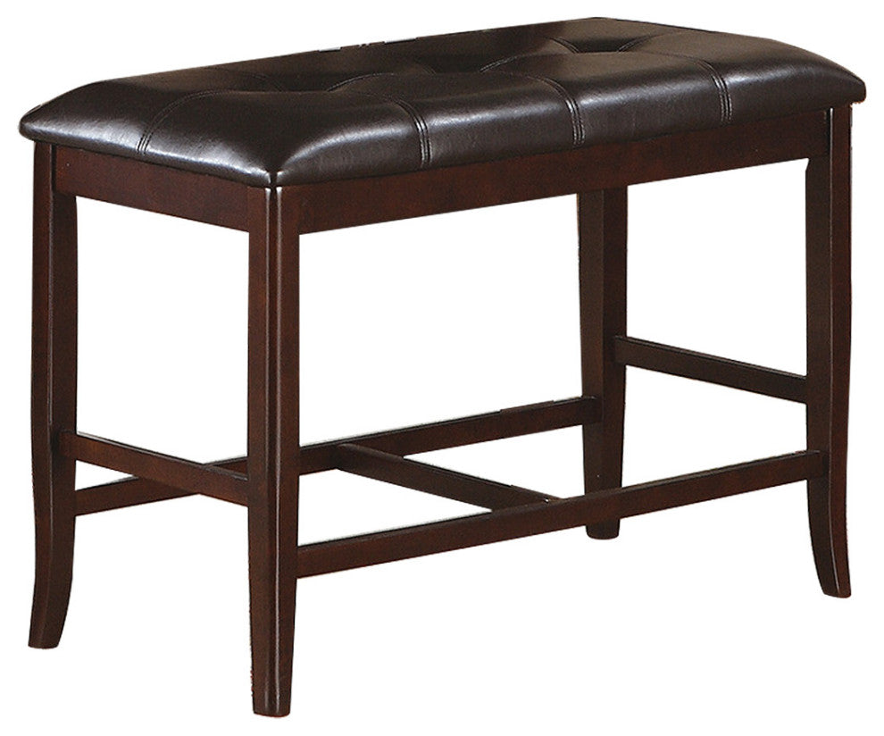 Upholstered Counter Height Bench, Dark Brown
