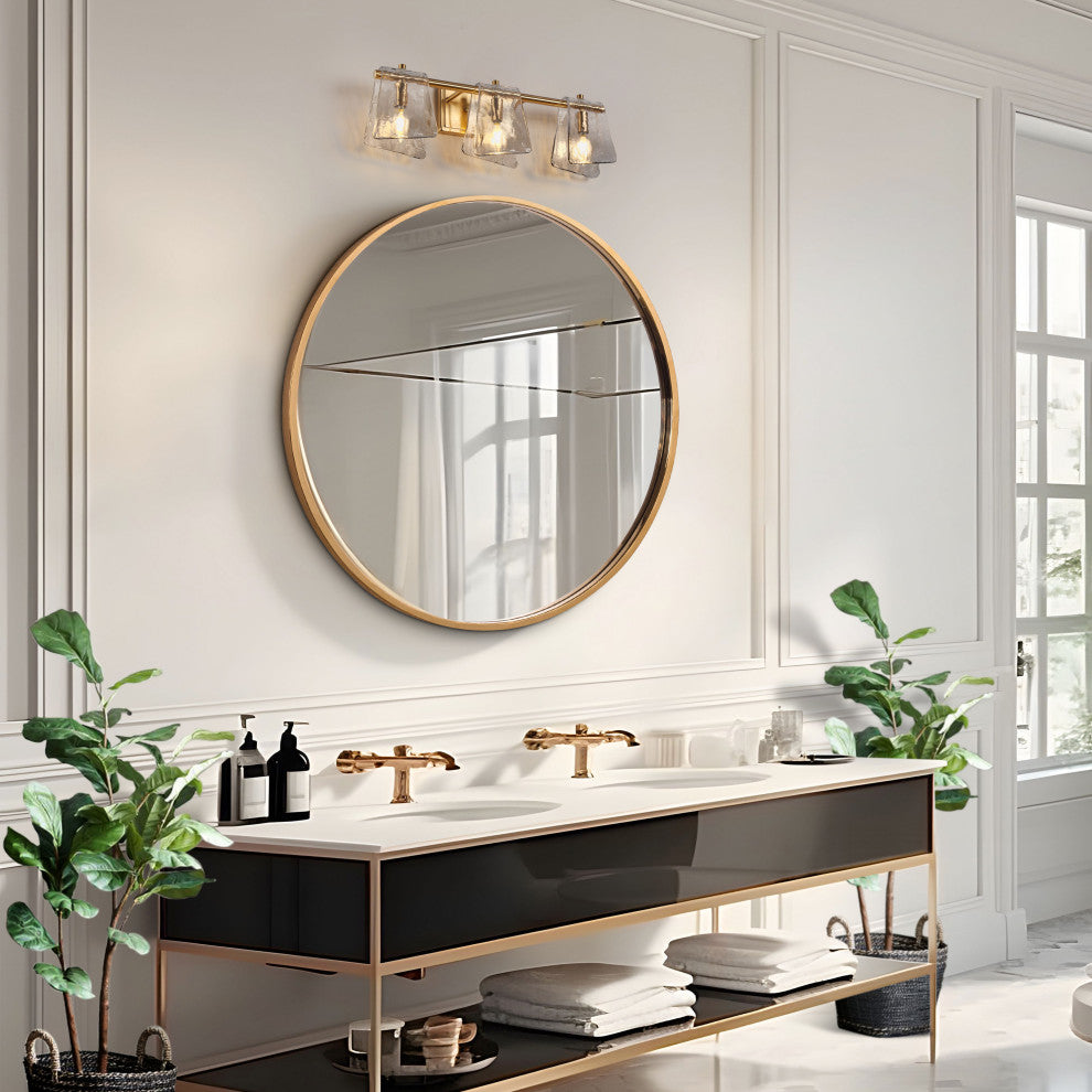 LNC Afmean 3-Light 24"W Modern Smoked-Gray Bathroom Vanity Light