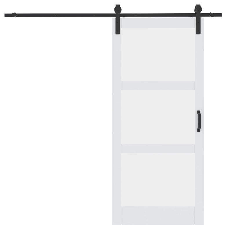 3-Panel Frosted Glass Barn Door Sliding Door with Hardware Kit, 42''wÃ—84''h