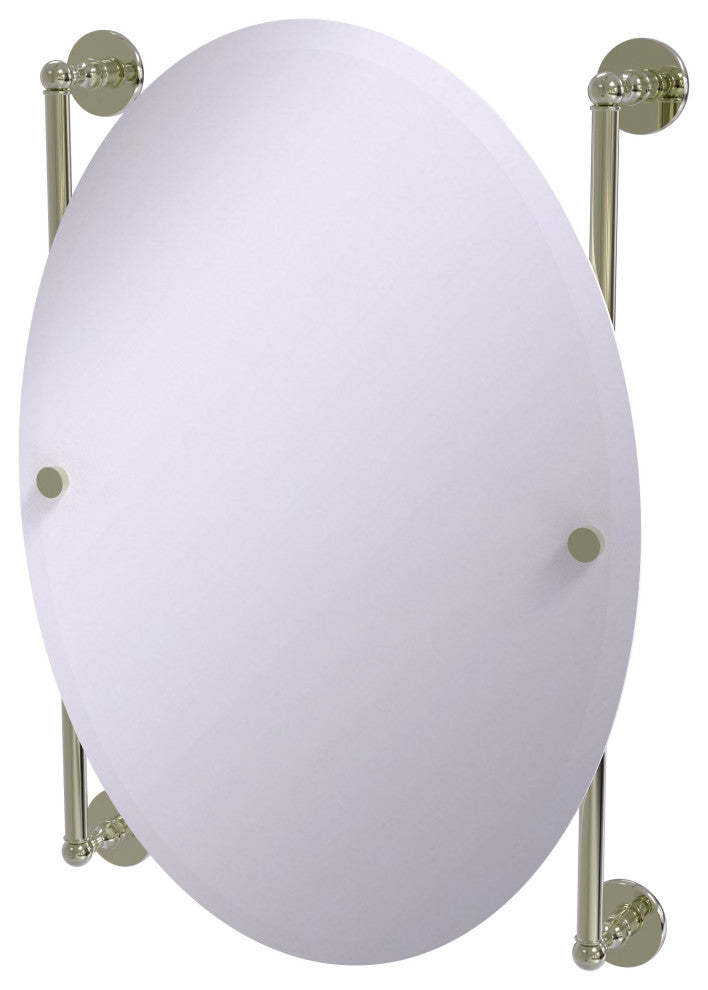 Prestige Skyline Oval Frameless Rail Mounted Mirror, Polished Nickel