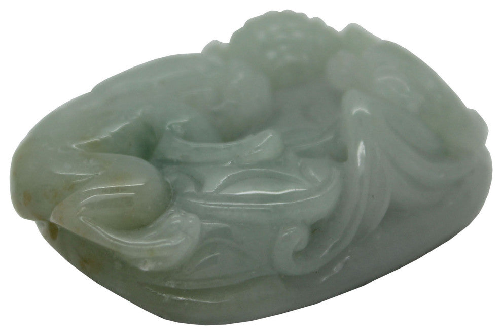 Jade Pendant Light Green Pixiu Chasing Lucky Ball With Bat and Money Figure