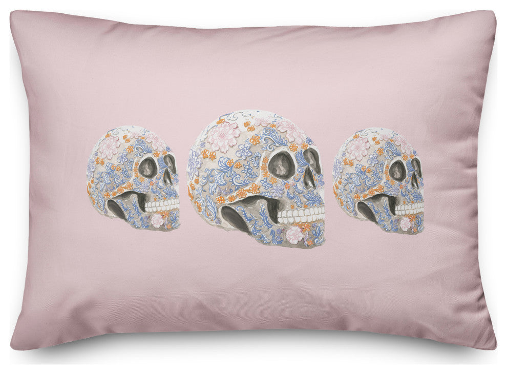 Floral Sugar Skulls 14x20 Throw Pillow