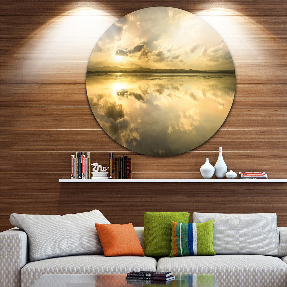 Amazing Foreshore Reserve Reflection, Seashore Disc Metal Wall Art, 23"