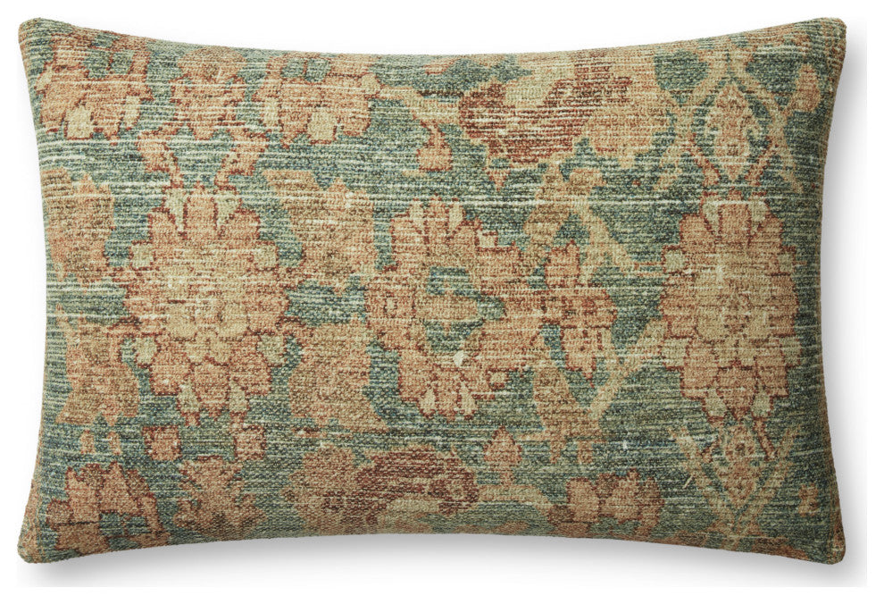 Angela Rose x Loloi Clay Teal / Terracotta 13'' x 21'' Cover, Down Pillow
