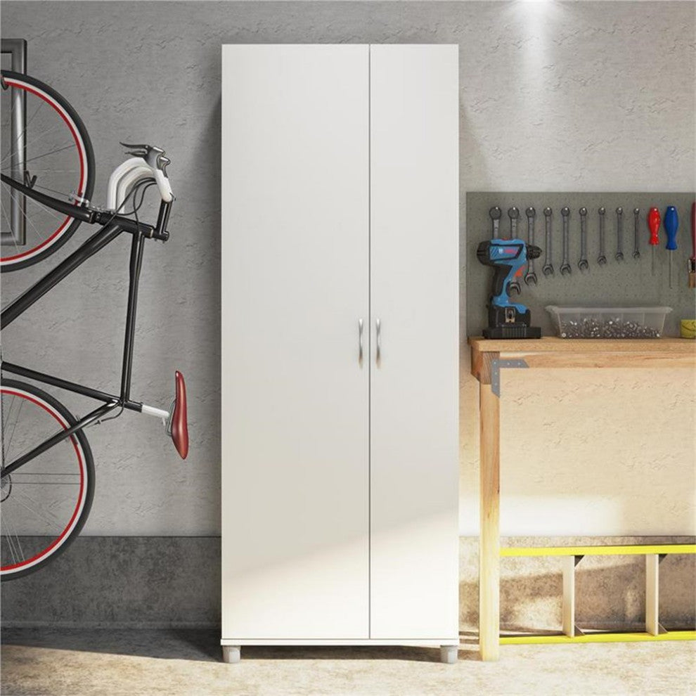 Systembuild Lory Tall Asymmetrical Storage Cabinet in White