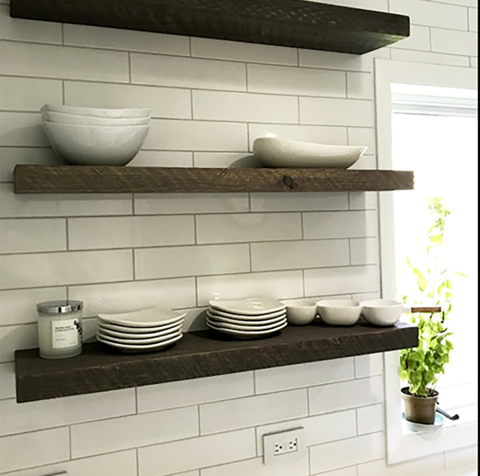 2"x10" Rustic, Floating Shelf, Heavy Duty, Dishes, Easy Hang Mounting Included,