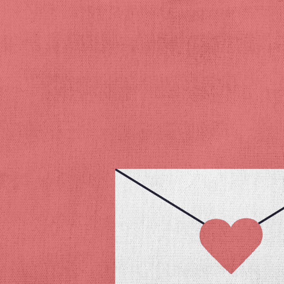 Love Letter Valentines Decorative Throw Pillow, Coral, 20"x20"