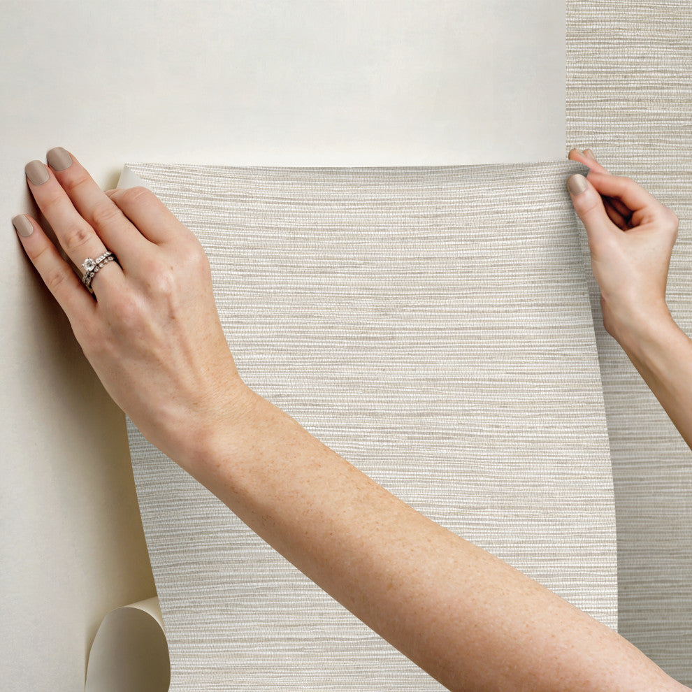 Neutral Dimensional Grasscloth Peel and Stick Wallpaper