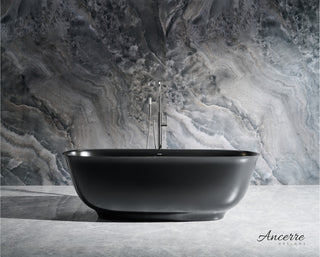 Fiore 67" Freestanding Solid Surface Bathtub, Black