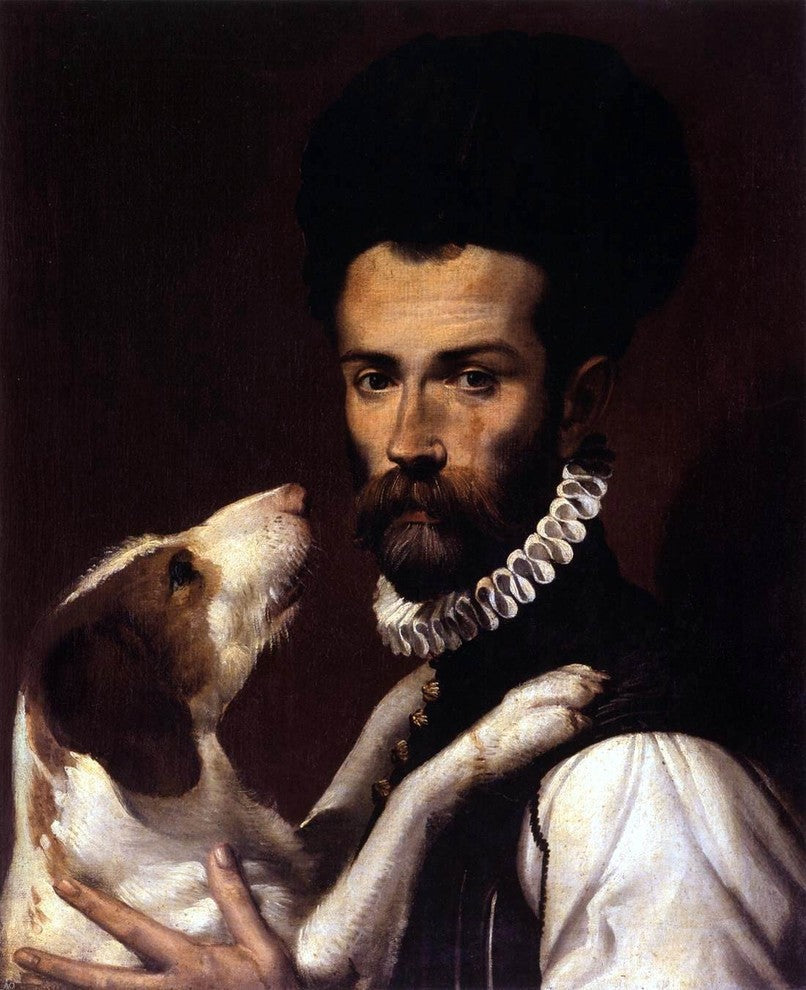 Bartolomeo Passerotti Portrait of a Man With a Dog Gallery Wrapped Canvas Print