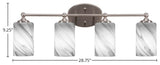 Capri 4-Light Bath Bar, Brushed Nickel/Onyx Swirl