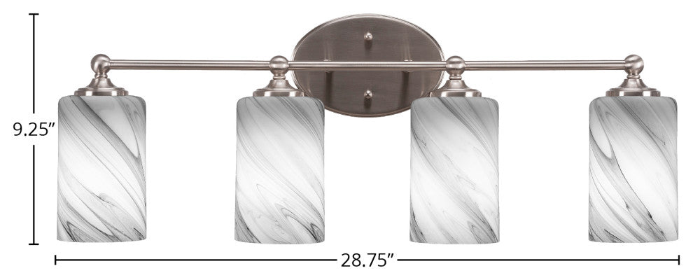 Capri 4-Light Bath Bar, Brushed Nickel/Onyx Swirl