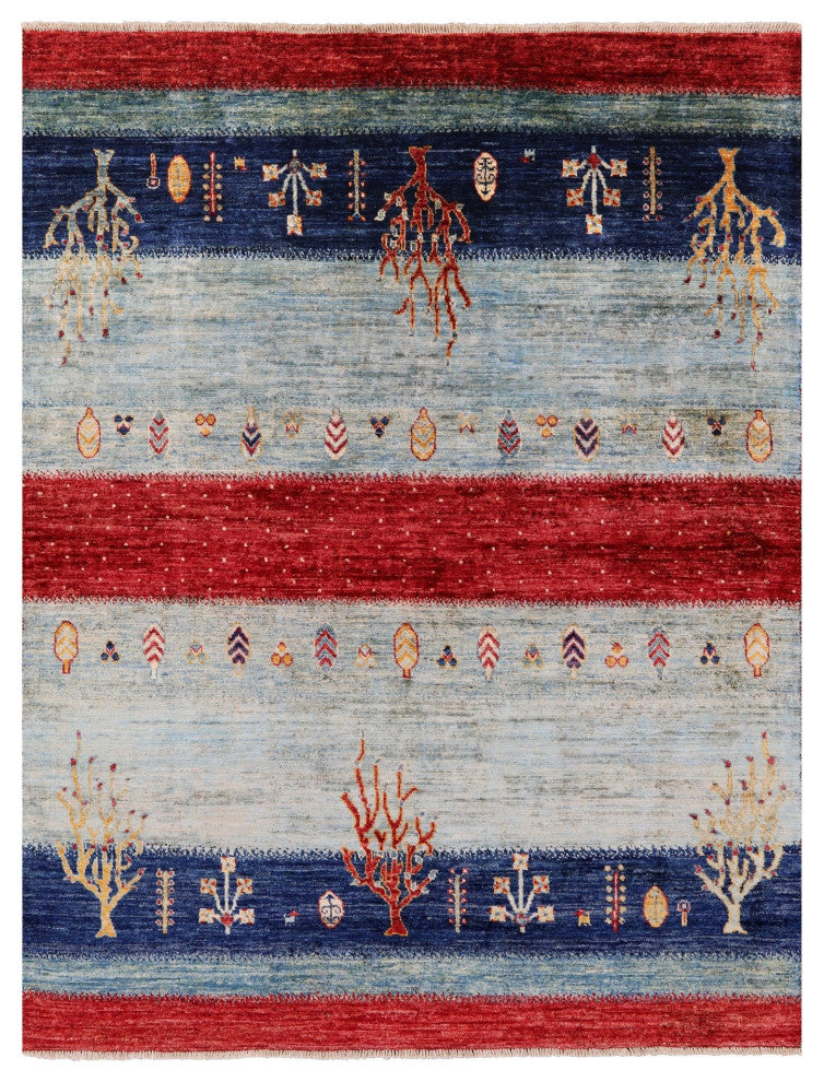 4' 11" X 6' 4" Handmade Tribal Persian Gabbeh Rug Q8078