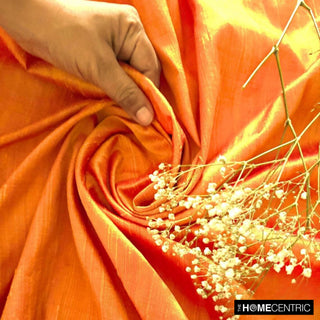 Saffron Orange Silk Dupioni Fabric By The Yard, 4 Yards For Curtain, Dress